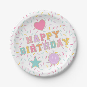 Patch Preppy Letter Birthday Paper Plates