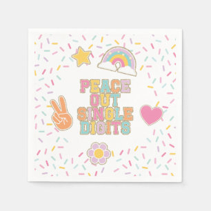 Patch Preppy Peace Out Single Digits 10th Birthday Napkin
