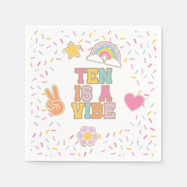 Patch Preppy Ten is a Vibe 10th Birthday Napkin (Front)