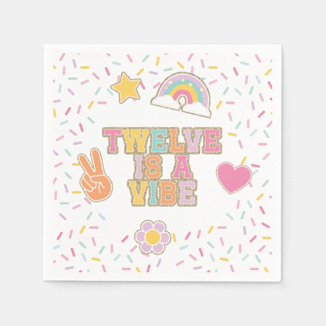 Patch Preppy Twelve is a Vibe 12th Birthday Napkin (Front)