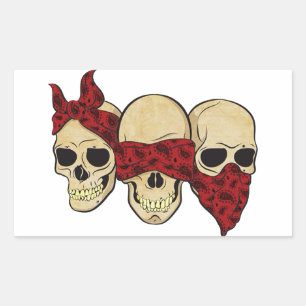 Patch "Skull (deaf, blind, mute)" Rectangular Sticker
