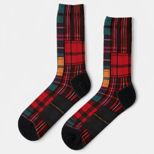 patched Plaid socks 
