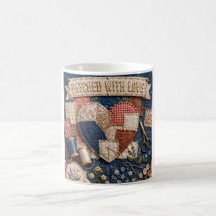 Patched With Love – Patchwork Heart Vintage Embroi Coffee Mug