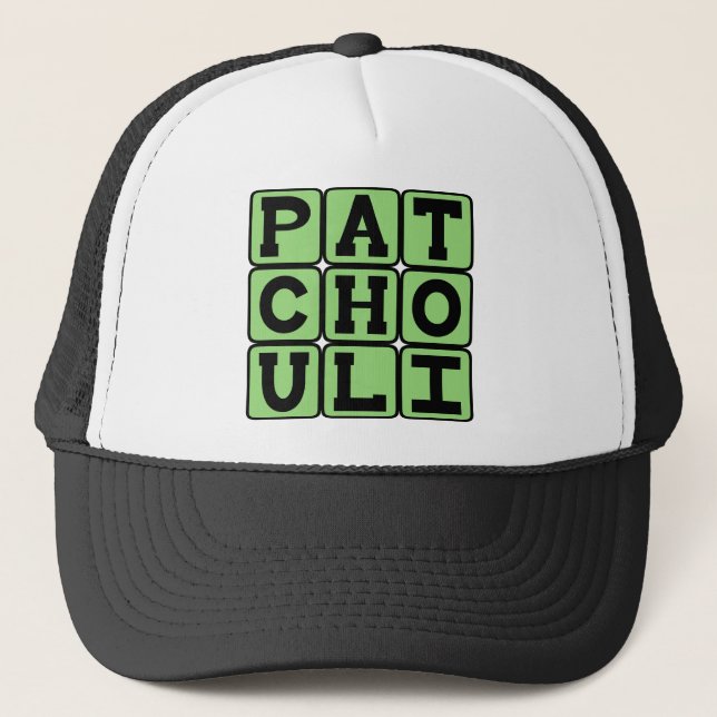 Patchouli, Hippie Oil Trucker Hat (Front)