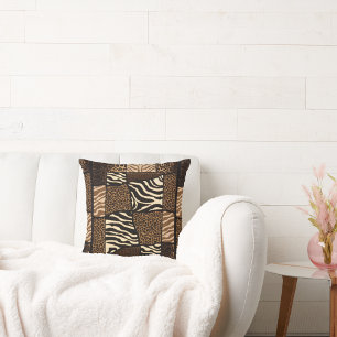 Patchwork African Animal Pattern • Bold & Cultural Cushion