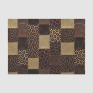 Patchwork African Animal Print   Brown & Gold  Tissue Paper