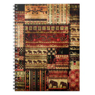 Patchwork african pattern grunge print background notebook