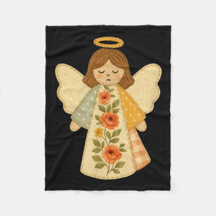 Patchwork Angel Cozy Christmas &amp; Christian Des Fleece Blanket