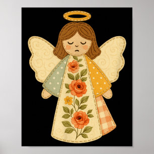 Patchwork Angel Cozy Christmas & Christian Des Poster