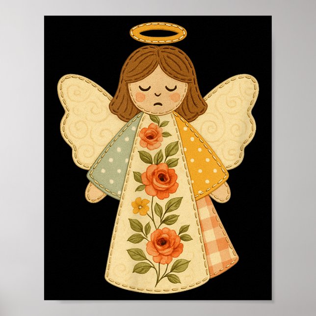 Patchwork Angel Cozy Christmas &amp; Christian Des Poster (Front)