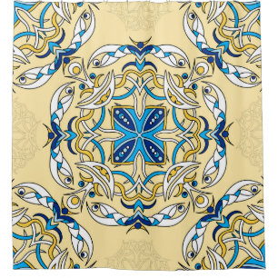 Patchwork Arabic Floral Vintage Texture Shower Curtain