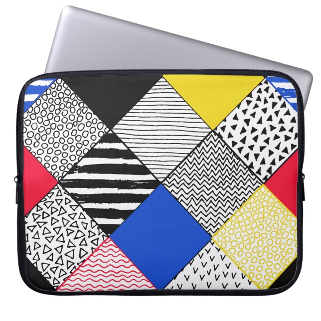 Patchwork background: birds, polka dots. laptop sleeve (Front)