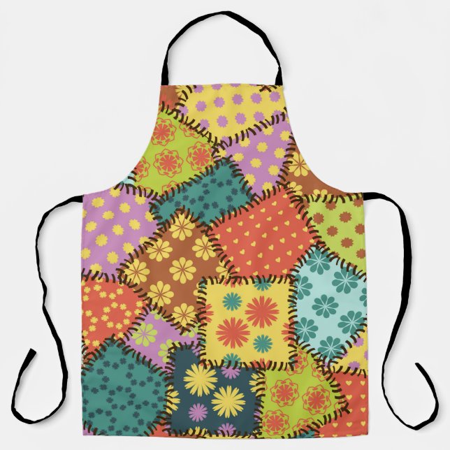 patchwork background with different patterns apron (Front)