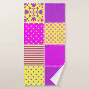 patchwork background with different patterns art,b bath towel