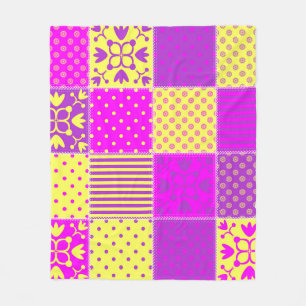 patchwork background with different patterns art,b fleece blanket