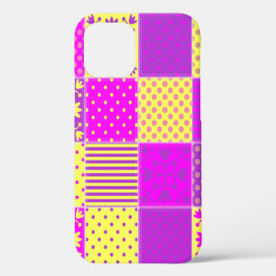patchwork background with different patterns art,b iPhone 12 case