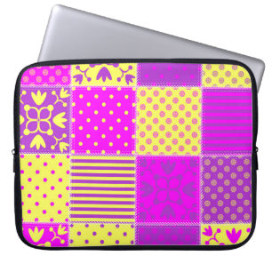 patchwork background with different patterns art,b laptop sleeve