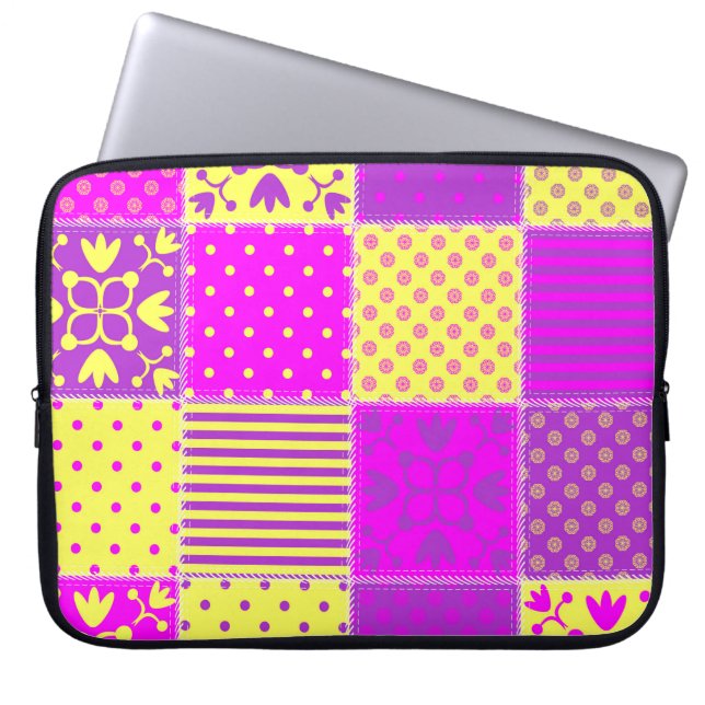 patchwork background with different patterns art,b laptop sleeve (Front)