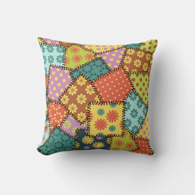 patchwork background with different patterns cushion (Front)