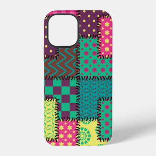 patchwork background with different patterns iPhone 12 case