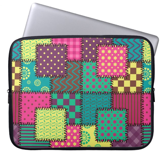 patchwork background with different patterns laptop sleeve (Front)