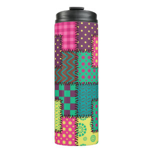 patchwork background with different patterns thermal tumbler