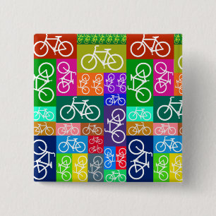Patchwork Bicycles Art 15 Cm Square Badge