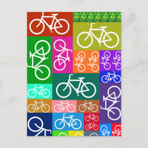Patchwork Bicycles Art Postcard
