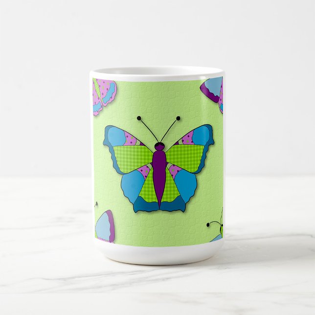 Patchwork Butterfly Pattern on Green Coffee Mug (Creator Uploaded)