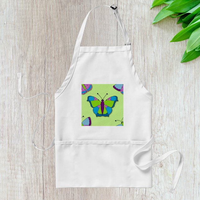 Patchwork Butterfly Pattern on Green Standard Apron (Creator Uploaded)