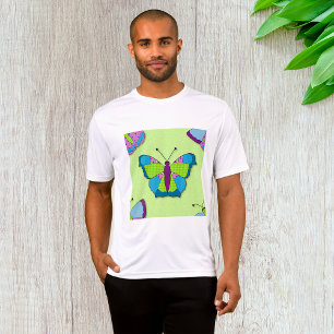 Patchwork Butterfly Pattern on Green T-Shirt