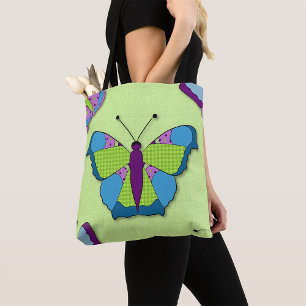Patchwork Butterfly Tote Bag