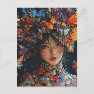 Patchwork Butterfly Woman Postcard