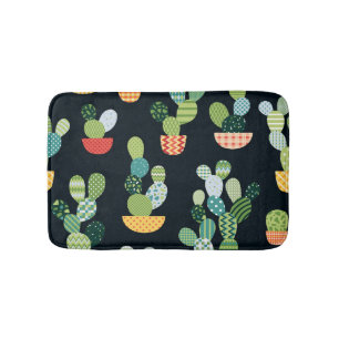 Patchwork Cactus Plants Seamless Pattern Bath Mat