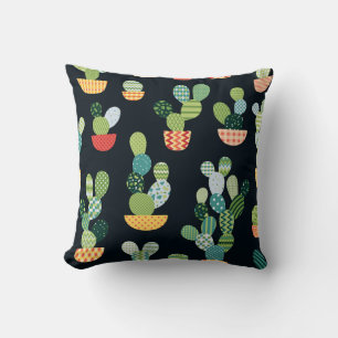 Patchwork Cactus Plants Seamless Pattern Cushion