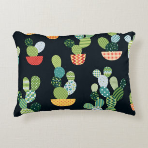 Patchwork Cactus Plants Seamless Pattern Decorative Cushion