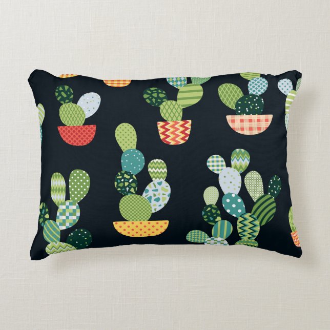Patchwork Cactus Plants Seamless Pattern Decorative Cushion (Front)