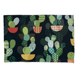 Patchwork Cactus Plants Seamless Pattern Pillowcase