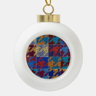 Patchwork canvas: imitation vintage pattern. ceramic ball christmas ornament