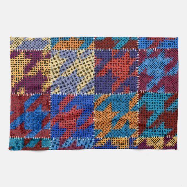 Patchwork canvas: imitation vintage pattern. tea towel (Horizontal)