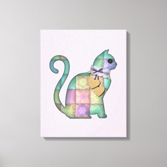 patchwork cat canvas print (Front)