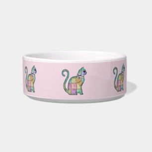 patchwork cat cat food bowl 