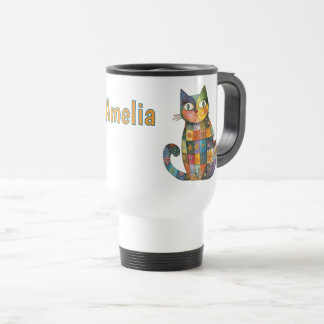 Patchwork Cat Mug – Just Add Your Name