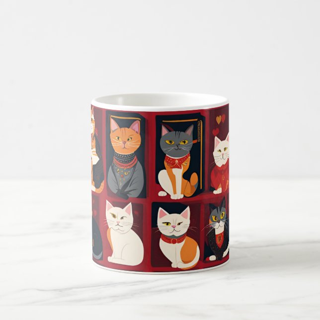 patchwork cats AI art coffee mug (Center)