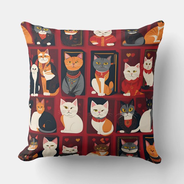 patchwork cats AI art pillow (Front)