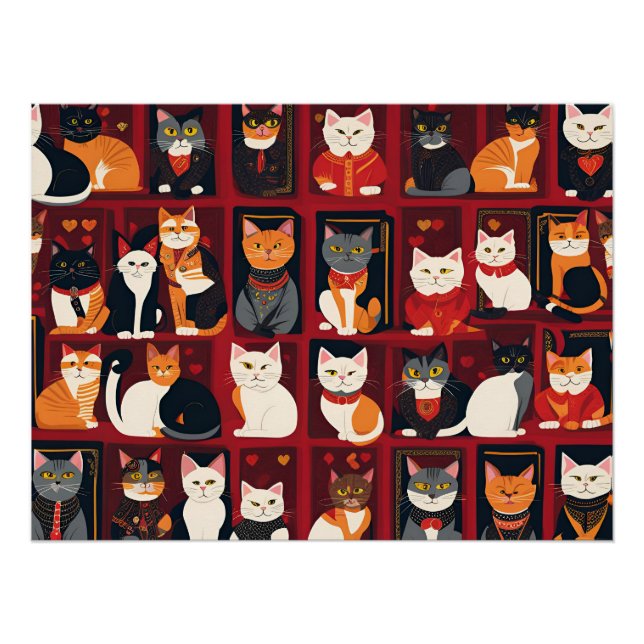 patchwork cats AI art poster (Front)