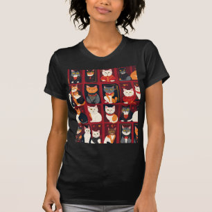 patchwork cats AI art T-shirt