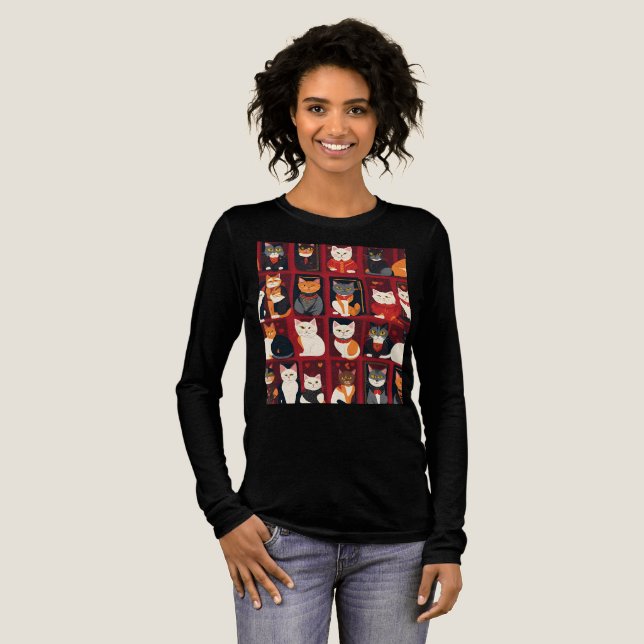 patchwork cats AI art T-shirt Tri-Blend Shirt (Full Front)
