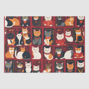 patchwork cats AI art tissue paper
