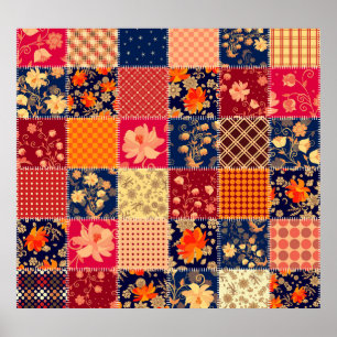 Patchwork Charm: Floral & Geometric Mix Poster